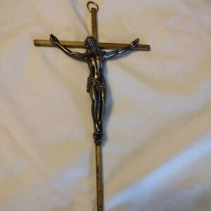 Vintage brass and pewter crucifix